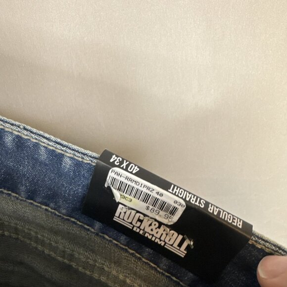 NWT Rock & Roll Denim Pistol Straight Jeans 40x34 Light Wash Regular Fit - Picture 11 of 12